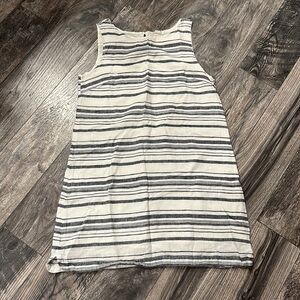 Beachlunchlounge blue white striped linen shift dress 55% linen cotton lined